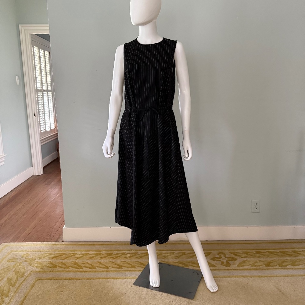 Vince black and white pinstripe asymmetrical dress